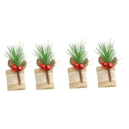 Produktbild: 4 Stück Weihnachtsserviettenringe Serviettenringe Aus Roten Beeren Serviettenverzierungen Serviettenringe Aus Tannennadeln Serviettenschnalle Spitzkerze Eisen Garneck