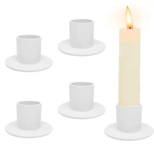 Produktbild: 4 Stück Weiß Kerzenständer,Retro Candlelight Dinner Kerzenhalter, für Wohn,Esszimmer und Schlafzimmerdekoration Kamindekoration
