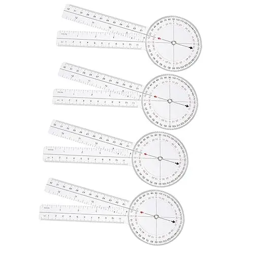 Produktbild: HOODANCOS 4-teiliges Goniometer Winkelmesser Lineal 8 Zoll Kunststoff Winkellineal Werkzeug für Die Schule Zu Hause Genaue Tragbar