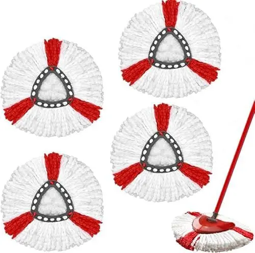 Produktbild: 4 Stück Wischmopp Ersatzköpfe Kompatibel mit Vileda Turbo 2-in-1 Mop, Wischmop Ersatzbezug, Mikrofaser Wischmob Ersatzmop Moppköpfe für Bodenwischer und EasyWring&Clean Mopp