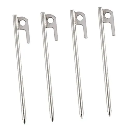 Produktbild: 4 Stück Zeltüberdachungsnägel Camping Zeltheringe Wanderzeltnagel Zeltstangen aus Edelstahl gartenpflanzen Garden Plants Rostfreier Stahl Stift Zubehör Erdnagel Holzstapel