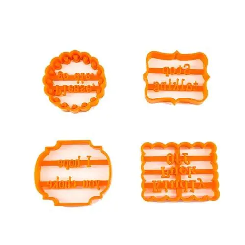 Produktbild: 4 Stück verspielte Ausstechformen zum Backen von Keksen, Kunststoffform-Set mit skurrilen, respektlosen Sätzen für die Handarbeit zu Hause