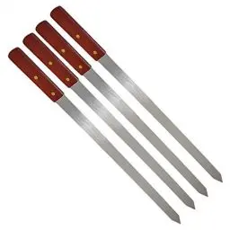 Produktbild: 4 Stücke Flache Grillspieße Edelstahl, Adana Spieße, 60cm Fleischgabel Extra Lange Schaschlikspieße, Fleischspieße Grillzubehör für Grillbesteck