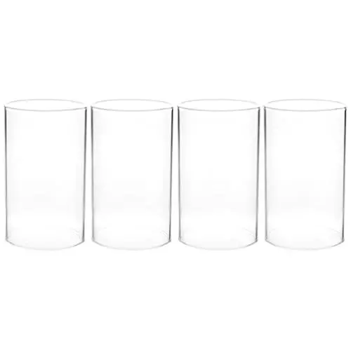Produktbild: 4 Stücke Glaszylinder ohne Boden mundgeblasen Öffnung Glashütte Windlichtgläser Glas Kerzenhalter für Kerzen Windlicht Zuhause Wohnzimmer Hochzeit Dekoration, 15X6X6CM, Durchsichtig
