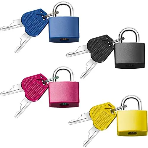 Produktbild: 4 Stücke Kofferschloss Mini Vorhängeschloss Gepäckschlösser mit Schlüssel Bunt Luggage Locks Hangschloss für Koffer, Schränke, Spinde, Werkzeugkisten