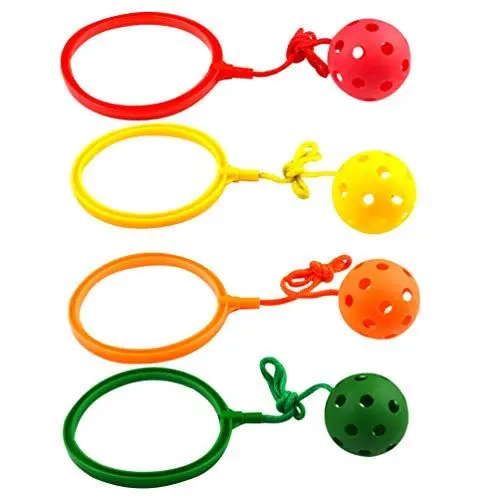 Produktbild: 4 Stücke Kinder Springring Fußkreisel: Hüpfring Bälle Fitness Springseil Knöchel Überspringen Spielzeug für Outdoorspiele - Jumping Ball Swing Fußkreisel für Mädchen von 6-10 Jahren