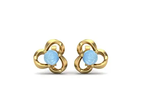 Produktbild: 4 mm rund Larimar Geburtsstein Edelstein 925 Sterling Silber Krappen Set Ohrstecker Schmuck für Frauen (Gold-Vermeil)