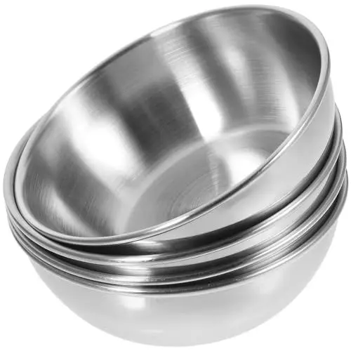 Produktbild: 4 stücke Mini Dipschalen Edelstahl Saucenschalen Runde Gewürz Gerichte Sushi Dip Schüssel Untertassen Schüssel Mini Vorspeise Platten