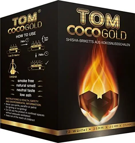 Produktbild: 4 x 1 kg Kohle Natur in Tom Cococha Gold für Shisha und Wasserpfeife