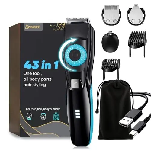 Produktbild: Bart- & Schnurrbart-Trimmer mit 3 Aufsätzen – 40 präzise Längeneinstellungen, wasserdicht, 240 Min. Akkulaufzeit – Professioneller Haartrimmer für Männer & Frauen