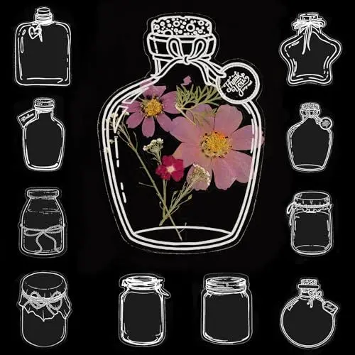 Produktbild: 40 Stück 10 Muster Transparentes Lesezeichen Getrocknete Blumen Bookmark DIY Geschenke Hausgemachte Trockenblumen Glaswaren Aufkleber Klare Florale Lesezeichen Basteln für Kinder Schule Buch