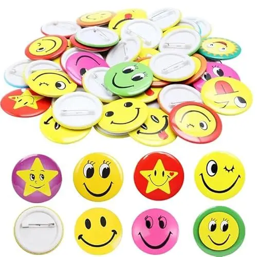 Produktbild: 40 Stück Smiley Pins Anstecker 4.5cm Smile Face Anstecker Metall Buttons Smile Buttons Anstecker Individuelles Paket Smile Pin für Auszeichnungen Studenten Dekoration der Kostüme
