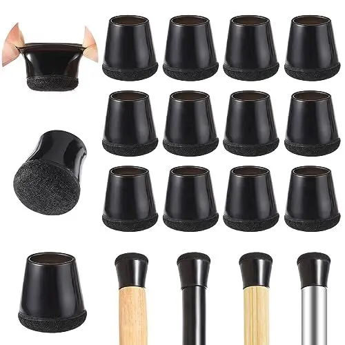 Produktbild: 40 Stück Stuhlbeinkappen, Filzgleiter für Stühle, 14-20MM Verdickte Stuhlbeinschoner Schutzkappen für Rund Stuhlbeine zum Schutz von Böden (Kleine, Schwarz)