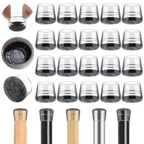 Produktbild: 40 Stück Stuhlbeinkappen, Filzgleiter für Stühle 14-20mm Verdickte Stuhlbeinschoner Stuhlsocken für Rund Stuhlbeine zum Schutz von Böden(Klein, Transparent)