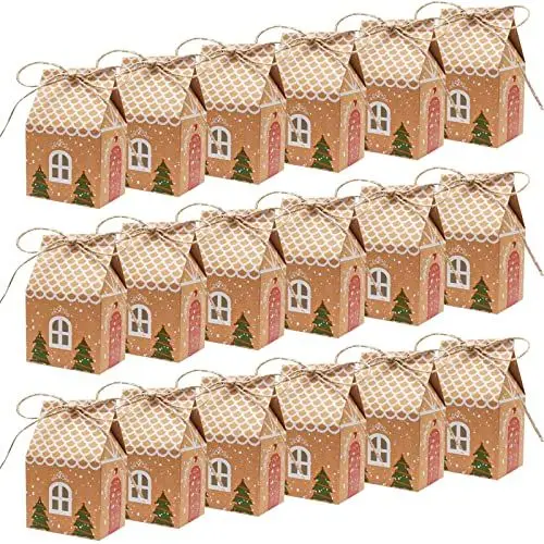 Produktbild: 40 Stück Weihnachtsgeschenkboxen, 7 x 5 x 10,5 cm, Geschenkbox, Weihnachtsbox, Süßigkeitenbox, Kraftpapier-Geschenkbox für Weihnachtsparty-Dekorationen