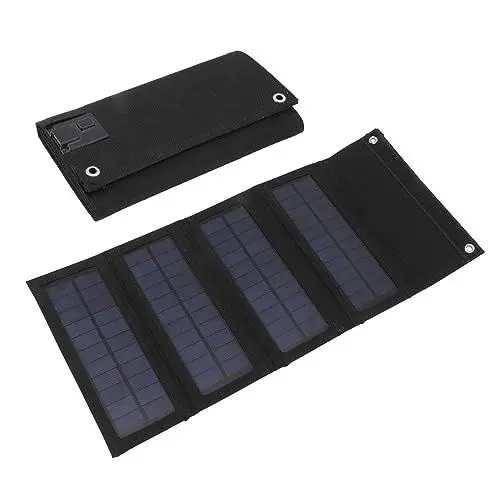 Produktbild: 40 W Faltbares Solarpanel-Ladegerät, 4-fache Solarstrom-Ladetasche für Notfall-Aufladung, Outdoor, Camping, Wandern, Handy-Ladegerät (Black)