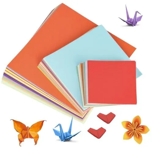 Produktbild: 400 Blatt Origami Papier, Bastelpapier Buntes Papier zum Basteln, Buntes Origami-Papier, doppelseitiges buntes Faltpapier Tonzeichenpapier für DIY Basteln, 10 x 10 cm, 15 x 15 cm, 20 x 20 cm