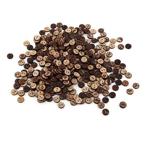 Produktbild: 400 Stück Braune Kokosnussschalen-Nähknöpfe mit 2 Löchern für Scrapbooking und Dekor, 10 Mm