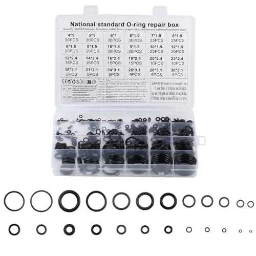 Produktbild: 400 Stück O Ring Dichtungsringe, 24 Größen Gummischeiben Dichtungs, elektrische Dichtungssatz, isolierende Rohrleitungen Klempner Dichtungs O-Ringe Unterlegscheiben Sortiment Set