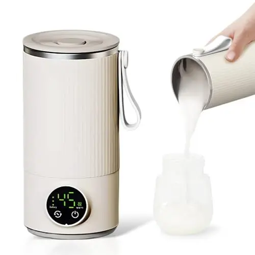 Produktbild: 400 ml Flaschenwärmer Baby, USB wiederaufladbarer Flaschenwärmer Baby Unterwegs mit 6000 mAh integriertem Rührer, einstellbarer Temperatur, schneller Erwärmung für Muttermilch, Kaffee