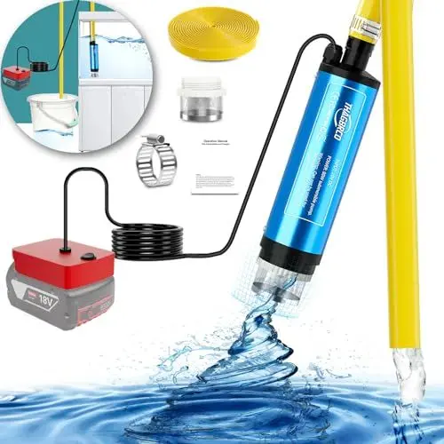 Produktbild: 400GPH kleine Tauchpumpe für Bosch 18V GBA,20V DC tragbare Flüssigkeitspumpe mit 8ft Kabel,Wasserdurchfluss 30L/Min,Max Lift 10ft,80W Transferpumpe für Garten Haus Bauernhof Ranch(Keine Batterie).