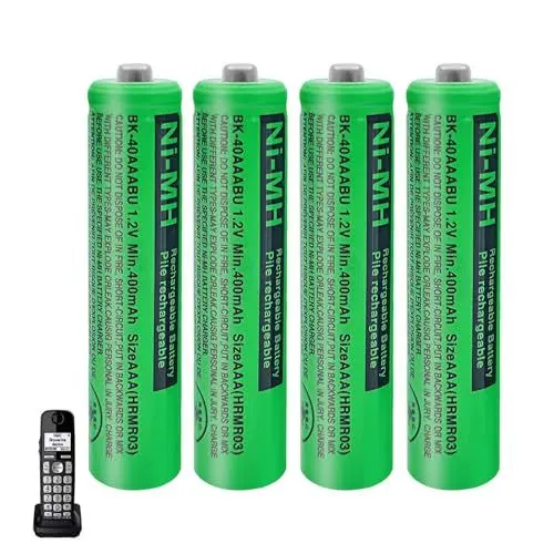 Produktbild: 400mAh Akku AAA für Telefon, AAA Batterien wiederaufladbar für schnurlose Telefone, 1.2V NI-MH Akku 400mAh für Panasonic Gigaset Mobilteile- 4 Stück