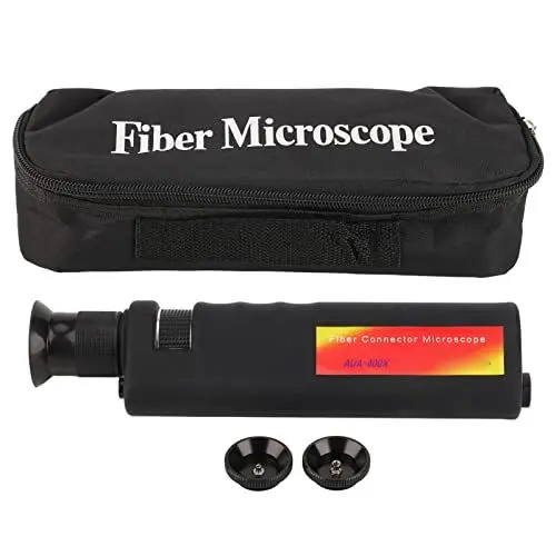 Produktbild: 400x Handheld Fiber Optic Mikroskop 2,5 Mm und 1,25 Mm Schnittstellen Präzise, ​​langlebige Optikfaser-Endlupe mit Rutschfester Gummihülle für SC FC ST LC