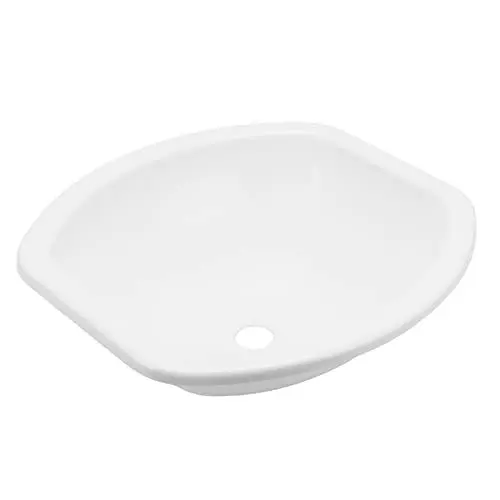 Produktbild: 404 X 384 X 130 Mm Weißes Waschbecken, KIMISS Modernes Acryl-Waschbecken, Runde Schale mit 40 Mm Ablaufloch für Wohnwagen, Wohnmobile, Yachten, Badezimmer
