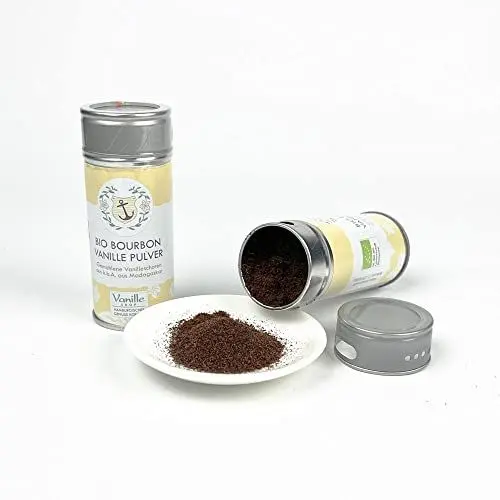 Produktbild: 40g Bio Vanillepulver aus Madagaskar | gemahlene Bourbon Vanilleschoten aus k.b.A. | zum Backen und Kochen | Pures Vanille Aroma | Top Vanille Qualität