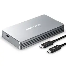 Produktbild: 40Gbps NVMe SSD Gehäuse für Thunderbolt 4/3, USB4 M.2 NVMe Gehäuse für PCIe 2280 M-Key (B+M Key), USB C Gehäuse kompatibel für Thunderbolt 3/4, Aluminiumlegierung Gehäuse, bis zu 2700 MB/s