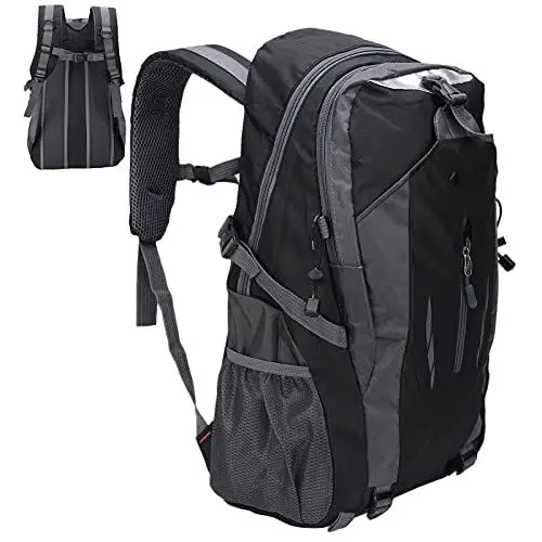 Produktbild: 40L, Wasserdichter Nylon-Reiserucksack, Kletterrucksack mit Verstellbaren Schultergurten und Netztaschen, für Outdoor-Sport, Klettern, Camping, Wandern, Orange (BLACK)