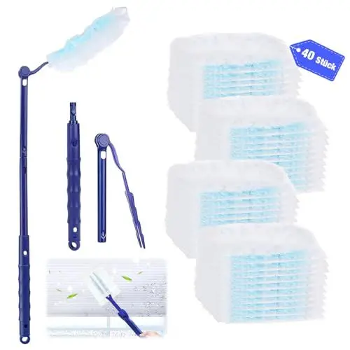 Produktbild: 41 StüCk Für Swiffer Staubmagnet NachfüLlpack Set, Staubwedel Für Swiffer Duster TüCher, Für Duster Staubmagnet Reinigungsstaub Staubtuch NachfüLlung, Mit 1 Handgriff, Für Tierhaare, Staub, Schmutz