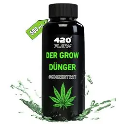 Produktbild: 420FLOW Cannabis Grow Dünger Stärkt Blätter & Zweige für gesundes Wachstum – Spezialformel für junge Pflanzen bis zur Vorblütephase (500ml)
