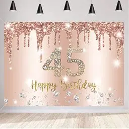 Produktbild: 45. Geburtstag Deko Frauen, 45 Geburtstag Dekoration Roségold Glitzerflecken Stoff Schild Plakat, 45 Geburtstagsfeier Deko