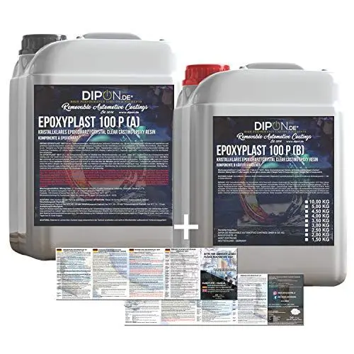 Produktbild: 4,5 KG Epoxidharz 2K Epoxi Harz mit Härter Glasklar in Profi Qualität und geruchs- und emissionsarm. Epoxy Gießharz UV Stab. für Schmuck Holz Tisch Aquarium Terra Formenbau GFK Bodenbeschichtung