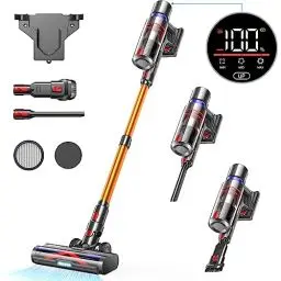 Produktbild: 45000Pa Staubsauger Kabellos, Akku Staubsauger Bis zu 60 Min Laufzeit, 550W Staubsauger mit Touchscreen und Anti-Tangle-Bürste, 1.5L Stielstaubsauger für Hartböden/Teppich/Tierhaare<strong>Aktualisierte:</strong> 