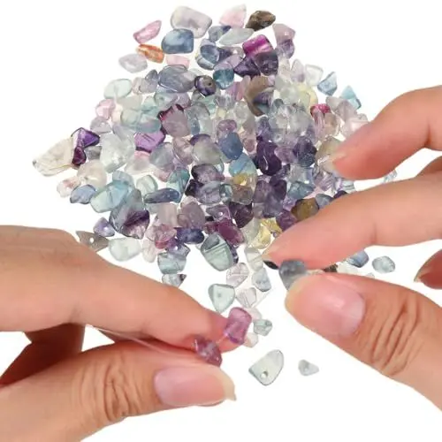 Produktbild: 450Pcs Perlen zum Auffädel,Kristalle Perlen für Armbänder Fluorit Edelstein Perlen Ketten Ohrringe Schmuck Machen Crafting Natürlichen Unregelmäßige Gebohrt DIY Edelsteine 5-8mm (farbig2)
