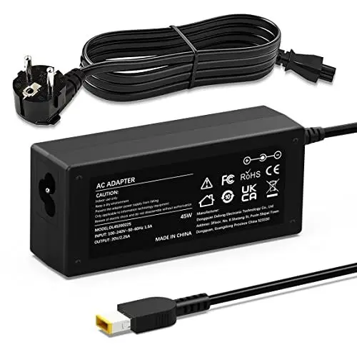 Produktbild: 45W Laptop Ladekabel für Lenovo Thinkpad G50 Z50 V110 V130 V330 T440 T450 T460 T470 L440 L450 L460 L470 IdeaPad Flex 2 3 Yoga 11 11S ADLX45NNCC3A ADLLX45DLC3A ADLX45NDC3A Ladegerät Adapter