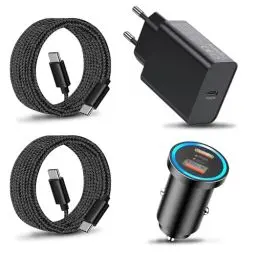 Produktbild: 45W USB C Ladegerät + 63W Auto Ladegerät mit Ladekabel für Samsung Galaxy S24/S24 Plus/S24 Ultra/S22 S23 FE,A55 A25 A35 A05S A54 A53 A15 A33 5G,iPhone 15 Handy Netzteil Ladestecker Schnellladegerät