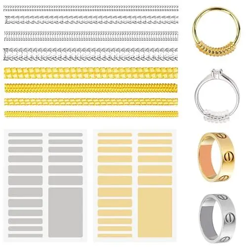 Produktbild: 46 Stück Ringgrößenversteller, Unsichtbarer Ring Sizer Verkleinerung Ring Ringverkleinerer Ringgrößenmesser für Lose Ringgröße Einsteller