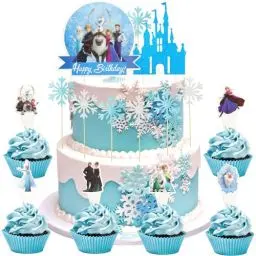 Produktbild: 46 Stück Tortendeko Schloss Prinzessin,Schneeflocken Cupcake Topper,Glitter Geburtstagsdeko Topper,Mädchen Kuchen Topper,Cake Toppers,Torte Kuchen Dekoration für Kindergeburtstag
