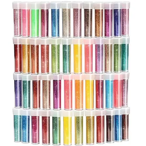 Produktbild: 48 Farben feiner Glitter für Harzguss, Glitter für Handwerk Herstellung, kosmetischer Glitter für Bühne Make-up, Nail Art, Haar