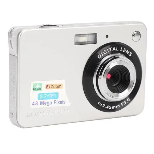 Produktbild: 48 MP Digitalkamera, 8 facher Zoom, 2,7 Zoll TFT LCD Bildschirm, Taschenlampe, Anti Shake, Vlogging Videokamera mit Tragetasche, für Reisen