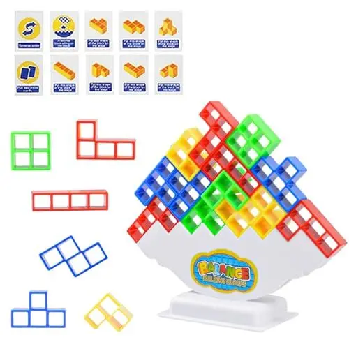 Produktbild: Tetra Tower Spiel Erwachsene 48 Pieces Tetris Balance Spielzeug Tower Game,Stapelspiel Stapeln Spielzeug für Kinder Stapelblöcke Balancing Spiel für Jungen Mädchen ab Jahre