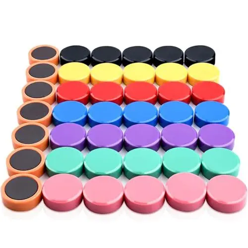 Produktbild: 48 Stück Magnete Stark, Magnete für Magnettafel Starke Magnete für Whiteboard, Memotafe Rund Bunt Dekorative Magnete, Magnete Klein Bunt Kühlschrankmagnete für Pinnwand, Klassenzimmer, Foto