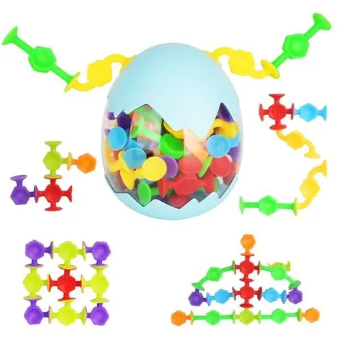 Produktbild: 48 Stück Saugnapf Spielzeug Saugnapf Spielzeug Badewannen Spielzeug Montessori Spielzeug Autismus Sensorik Spielzeug Silikon Bausteine Spielzeug für 3 4 5 6 7 8 Jahre Jungen Mädchen