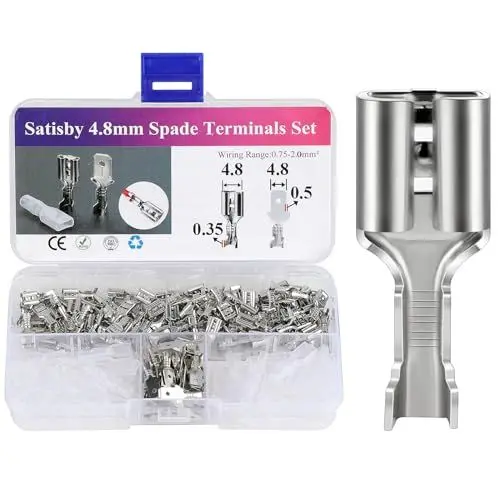 Produktbild: 4.8mm Flachsteckhülsen Set-100pcs Buchsenspaten& 30pcs Flachstecker& 50Stück Isolierhülsen, Messingverzinnung hoch Leitfähige kabelschuhe unisoliert Steckverbinder Faston 4.8mm