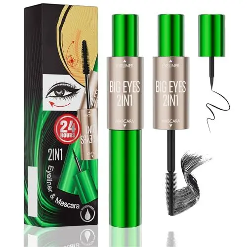 Produktbild: 4D Eyeliner Mascara Set,Eyeliner Wasserfest für den perfekten Lidstrich,Mascara Schwarz Erstellen Extra Dickere & Voluminous Lash,Wimperntusche Lange Wimpern mit Langanhaltendes Wischfestes Eyeliner