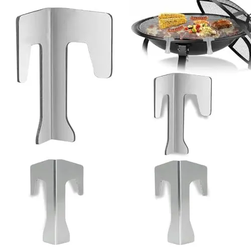 Produktbild: 4er Set Feuerplatten Abstandshalter - Universelles Edelstahl-Set für Feuertonnen, Feuerschalen und Kugelgrills. BBQ Disc, Grillplatte Zubehör