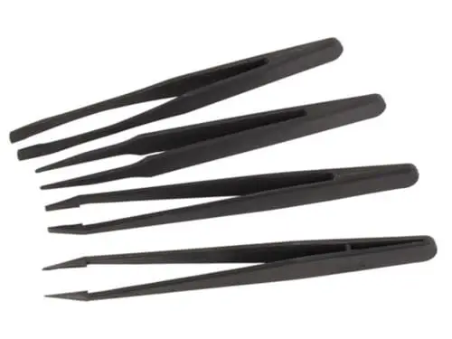 Produktbild: 4er Set Plastikpinzetten, antistatisch optimal für SMD